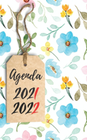 Agenda Scolaire 2021-2022 Ado Fille: Pour collègienne et lycéenne / Semainier sur 2 pages côte à côte / début Août 2021 à fin Août 2022 / Fleur bleue
