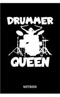 Drummer Queen Notebook: 6x9 Blank Drummer Notebook Or Drumset Book - Music Journal Or Band Diary for Men and Women