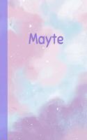 Mayte: Personalized Composition Notebook - College Ruled (Lined) Exercise Book for School Notes, Assignments, Homework, Essay Writing. Purple Pink Blue Cov