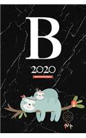 2020 Sloth Tribe Diary Planner: January to December 2020 Diary Planner Sloth Tribe With Letter "B" Monogram on dark marble