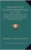 Precedents Of General Requisitions On Title