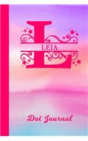 Leia Dot Journal: Personalized Custom First Name Personal Dotted Bullet Grid Writing Diary - Cute Pink & Purple Watercolor Cover - Daily Journaling for Journalists & 