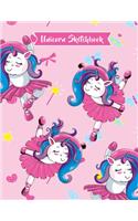 Unicorn Sketchbook: Cute Sketchbook for Girls with Dancing Unicorn Ballerina, Unlined, Blank Notebook for Sketching, Journaling and Doodling, Beautiful Drawing Book for