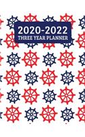 2020-2022 Three Year Planner: Monthly Planner - 36 Month Calendar Planner Diary for 3 Years With Notes - Sea And Ocean Nautical Wheel (8.5"x11")