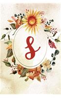 Notebook 6"x9", Letter S, Orange Green Floral Design: (19 Notebook 6"x9", Letter S, Orange Green Floral Design)