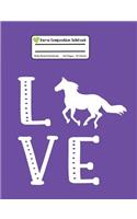 Horse Composition Notebook: Purple Wide Ruled, Student Teachers School Kids, 100 Pages, 7.44x9.69, Writing Journal