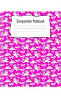 Composition Notebook: Unicorn Rainbos Hearts Pink Composition Notebook Back to School 7.5 x 9.25 Inches 100 College Ruled Pages Journal Diary Gift Girls Teens Cute Purple