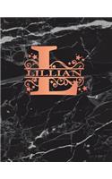 Lillian: Personalized Sketchbook 8.5 X 11. Monogram Letter L Sketch Pad/Journal/Note Book. Black Marble & Rose Gold Cover. Doodle, Notebook, Journal, Create!