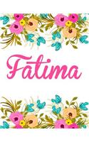 Fatima: Personalised Name Notebook/Journal Gift For Women & Girls 100 Pages (White Floral Design)