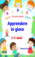 Apprendere in gioco: Libro di pregrafismo completo - Schede didattiche in cui tracciare, giocare e colorare - Età di lettura: 3-6 anni - Pregrafismo per prepararsi alla 