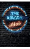 The KENDRA Notebook: Vintage Blank Ruled Personalized & Custom Neon Sign Name Dotted Notebook Journal for Girls & Women. Wall Background. Funny Desk Accessories. Retro B
