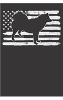 Notebook: Vintage 4th Of July USA Flag American Eskimo Husky Dot Grid Dotted 6x9 120 Pages