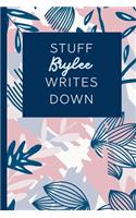 Stuff Brylee Writes Down: Personalized Journal / Notebook (6 x 9 inch) STUNNING Navy Blue and Mauve Blush Pink Pattern