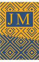 J M: Art Deco Initials J M Monogram Notebook, J M Monogrammed Journal Gift