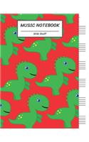 Music Notebook Wide Staff: Awesome Dinosaur.T-Rex.Tyrannosaurus/Blank Music Sheet Notebook, Staff Paper, Music Manuscript Paper,6 Large Staves per page,8.5"x11",100 Pages, For