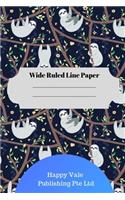 Cute Sloth Theme Wide Ruled Line Paper