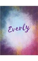 Everly: Everly personalized journal blank book. Large 8.5 x 11 Attractive watercolor texture purple pink orange & blue tones. arty stylish pretty journal fo