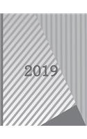 Abstract Geometric Shapes and Lines in Grey: 2019 Schedule Planner and Organizer / Weekly Calendar