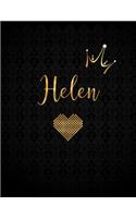 Helen: Black Personalized Lined Journal with Inspirational Quotes