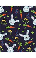 Bunny Notebook: Journal Book Ruled Lined Page Writing Women Girl Sweet Cute Animal Rabbit Diary Easter Record Plan Pet Note Pad Flower Carrot Composition Notebook (