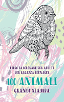 Libro da colorare per adulti per ragazza teenager - Grande stampa - 100 Animali