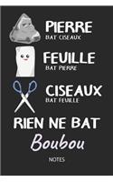 Rien ne bat Boubou - Notes: Noms Personnalisé Carnet de notes / Journal pour les garçons et les hommes. Kawaii Pierre Feuille Ciseaux jeu de mots. Fournitures scolaires, premie