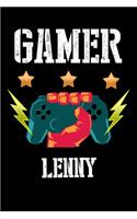 Gamer Lenny: Liniertes Notizbuch für deinen Vornamen