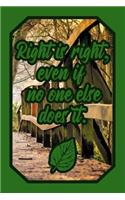 Right Is Right, Even If No One Else Does It: Nature Lover Green Journal Scout for Girl and Boy Scouts to Write Down Notes and Thoughts (Empty Lined Notebook Girls Boys Gift)