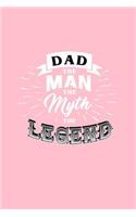 Dad The Man The Myth The Legend: Dot Grid Journal - Dad The Man The Myth The Legend Black Fun-ny Family Dad Gift - Pink Dotted Diary, Planner, Gratitude, Writing, Travel, Goal, Bull