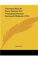 Tractatus Bini De Nova Variolas Per Transplantationem Excitandi Methodo (1721): (Latin)
