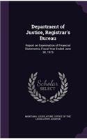 Department of Justice, Registrar's Bureau: Report on Examination of Financial Statements, Fiscal Year Ended June 30, 1973