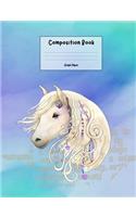 Composition Book: 5x5 Graph Paper - Beautiful Decorated Horse on Collaged Watercolor Background