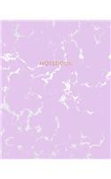 Notebook: Trendy Purple Marble and Rose Gold - 8 x 10, 100 Wide Ruled Pages - Gift for Women and Teen Girls
