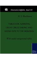 Tables for azimuths, great circle sailing and reduction to the meridian