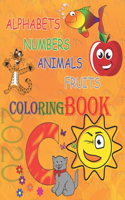 Alphabets, Numbers, Animals and Fruits coloring book 2020