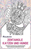 Zentangle Katzen und Hunde - Malbuch - Pommersche, Ägyptische Mau, Standardschnauzer, Foldex, Isländische Schäferhunde und mehr