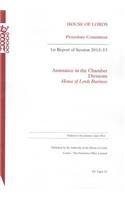 1st Report of Session 2012-13: Assistance in the Chamber, Divisions, House of Lords Business