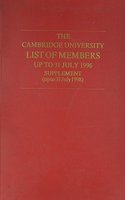 The Cambridge University List of Members up to 31 July 1996