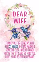 Dear Wife Thank you for Being My Wife for 31 Years