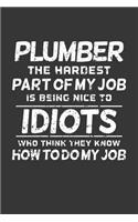 Plumber The Hardest Part Of My Job Is Being Nice To Idiots Who Think They Know How To Do My Job: Small Business Planner 6 x 9 100 page to organize your time, sales, profit, ideas and notes.