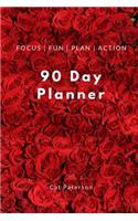 90 Day Planner: Red Flowers