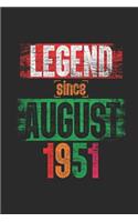 Legend Since August 1951: Graph Ruled Notebook - Journal 68th Birthday for Woman and Men