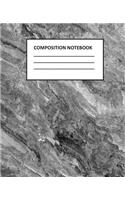 Composition Notebook: Black Marbled Back to school notebook 7.5 x 9.25 100 pages wide ruled lined. Primary composition journal.