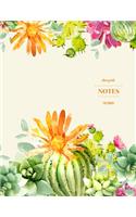Dot Grid Notes 110 Pages: Cactus Floral Notebook for Professionals and Students, Teachers and Writers - Watercolor Succulent Pattern