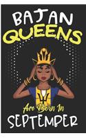 Bajan Queens Are Born In September: Black Pride Barbados Girl Blank Lined Notebook
