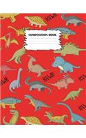Composition Book: Dinosaur Composition Book, Journal For Kids, 120 Pages, Wide Ruled Book, 8.5" x 11", Dinosaurs On Cover