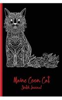 Maine Coon Cat Sketch Journal: Cat Mom, Cat Dad, Furbaby, Gifts - 6 x 9" - Notebook, Diary, Doodle, Write, Notes, Sketch Pad, Notebook, Blank Book