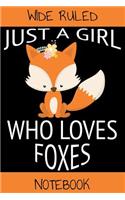 Fox Notebook: Composition Book Journal for Girls Who Love Foxes (120 Wide Ruled Pages at 6 X 9 Inches)