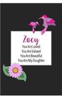 Zoey You Are Loved You Are Valued You Are Beautiful You are My Daughter