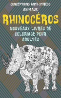 Nouveaux livres de coloriage pour adultes - Conceptions anti-stress - Animaux - Rhinocéros